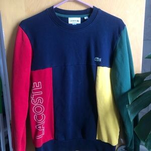 Lacoste Men's Multicolor Crewneck Sweater - Red, Yellow, Green, and Blue